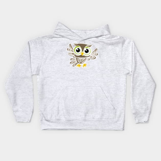 Happy Owl Kids Hoodie by Naumovski